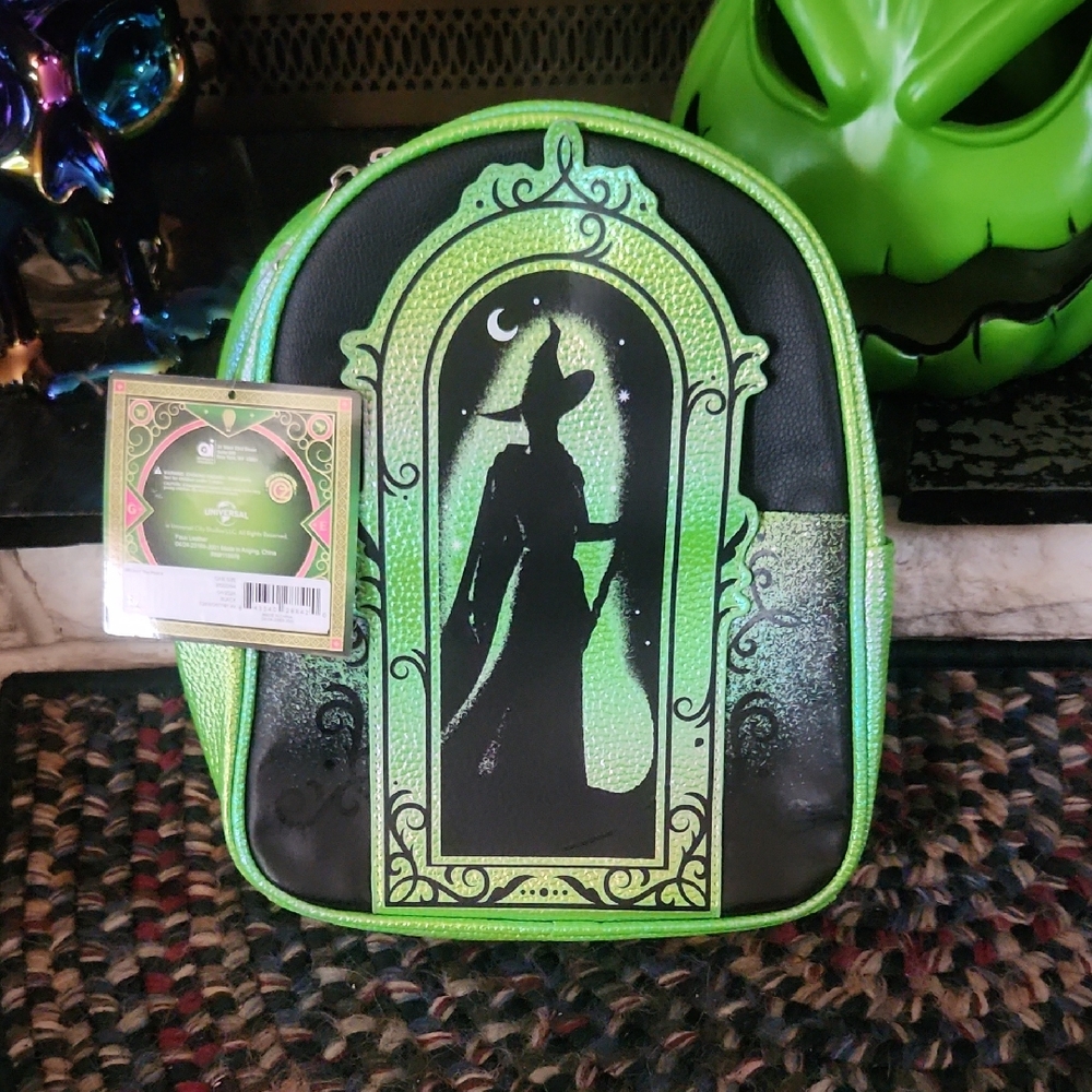 Universal Green and Black Faux Leather Wicked Backpack